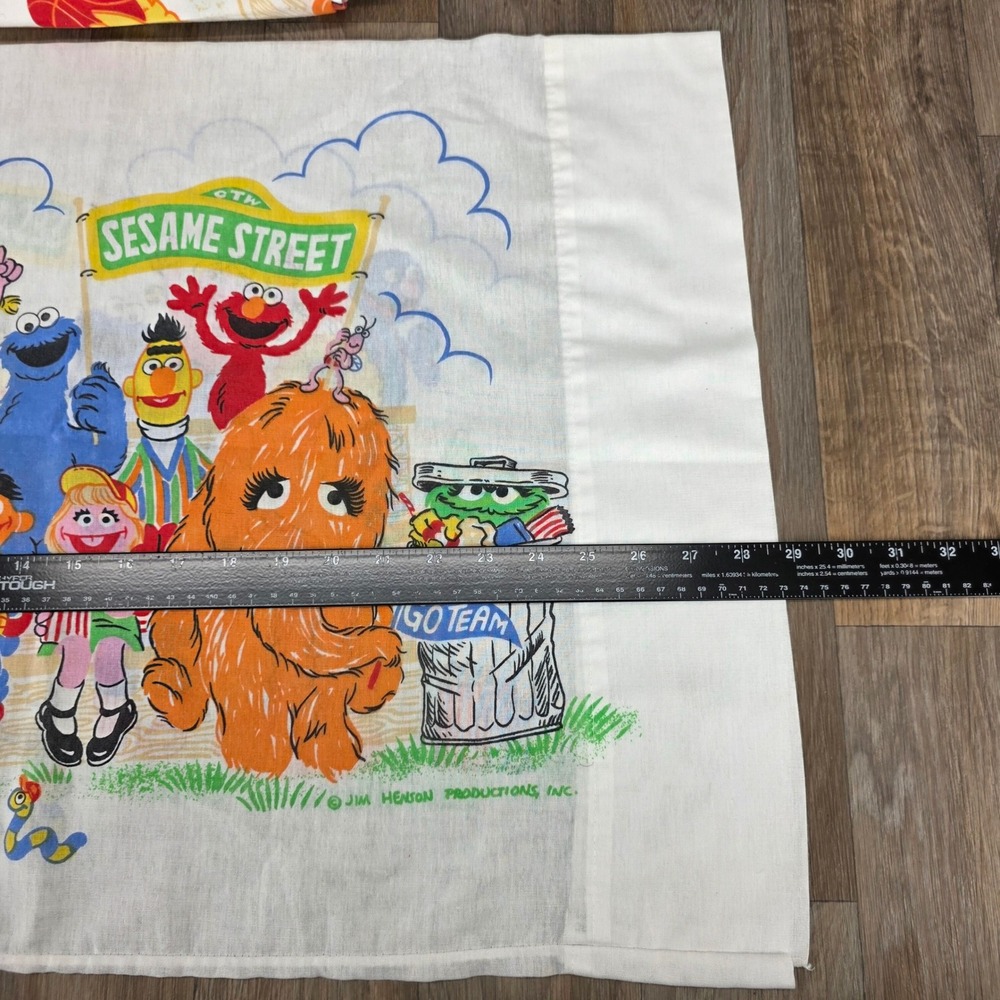 Vintage Sesame Street Pillowcase & Flat Sheet‎ Set 1984 Jim Henson Bedding - Picture 6 of 11